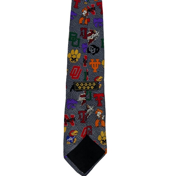 Merge Left Big 12 Conference Silk Tie College Team Logos Nebraska Texas OU KU - Picture 4 of 5
